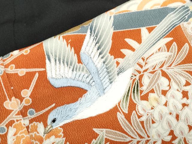 平和屋着物▼豪華黒留袖 刺繍 几帳花鳥文 金彩 正絹 逸品 CABC1558th