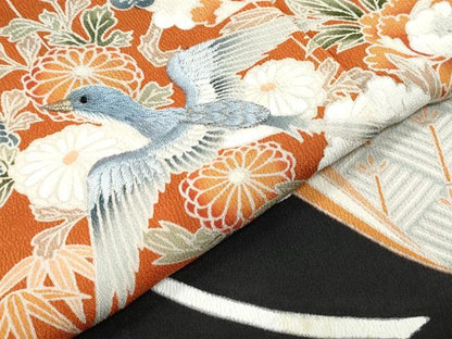 平和屋着物▼豪華黒留袖 刺繍 几帳花鳥文 金彩 正絹 逸品 CABC1558th