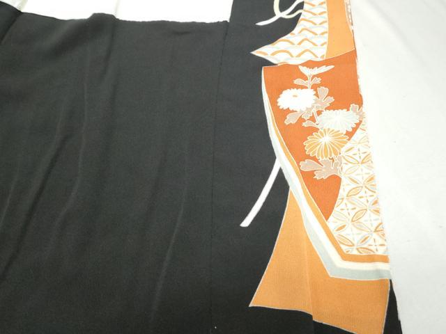 平和屋着物▼豪華黒留袖 刺繍 几帳花鳥文 金彩 正絹 逸品 CABC1558th