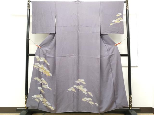 平和屋着物▼訪問着 駒刺繍 枝松文 正絹 逸品 CABC1561th