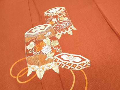 平和屋着物▼訪問着 総刺繍 駒刺繍 貝桶花文 正絹 逸品 CABC1594th