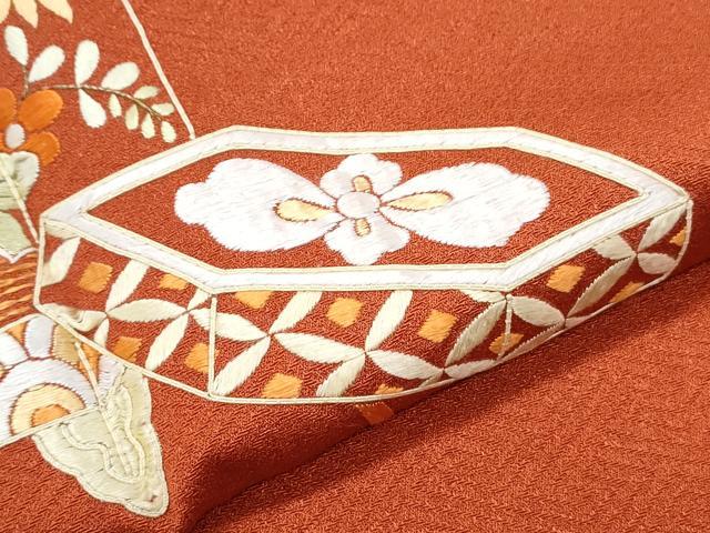 平和屋着物▼訪問着 総刺繍 駒刺繍 貝桶花文 正絹 逸品 CABC1594th