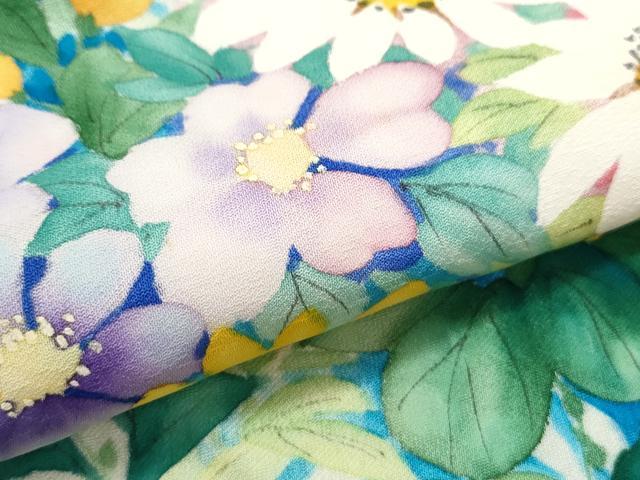 平和屋着物▼訪問着 手描き 草花文 暈し染め 正絹 逸品 CABC1594th