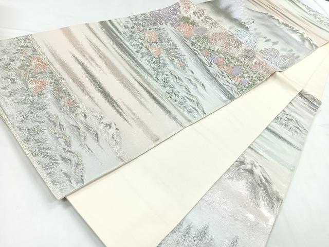 平和屋着物◎六通柄袋帯　洛北静市　風景文　プラチナ二重箔錦　正絹　逸品　CABC1601nb