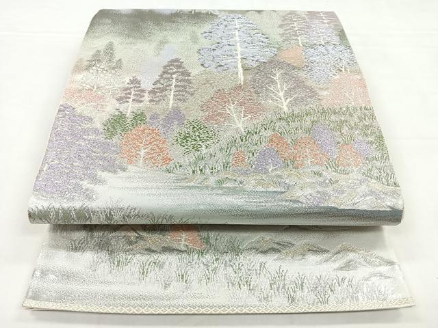 平和屋着物◎六通柄袋帯　洛北静市　風景文　プラチナ二重箔錦　正絹　逸品　CABC1601nb