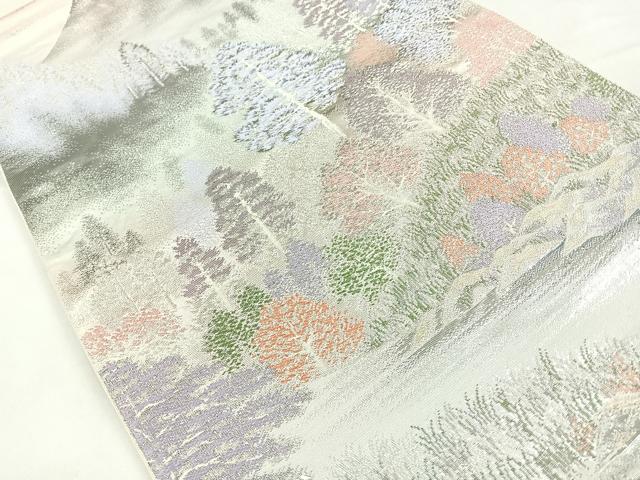平和屋着物◎六通柄袋帯　洛北静市　風景文　プラチナ二重箔錦　正絹　逸品　CABC1601nb