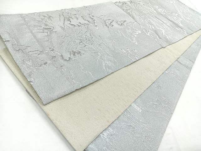 平和屋着物◎六通柄袋帯　風景文　銀糸　正絹　逸品　CABC1606nb