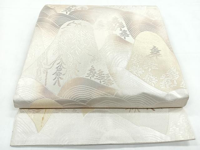 平和屋着物◎六通柄　本袋帯　遠山風景文　金銀糸　正絹　逸品　CABC1615nb