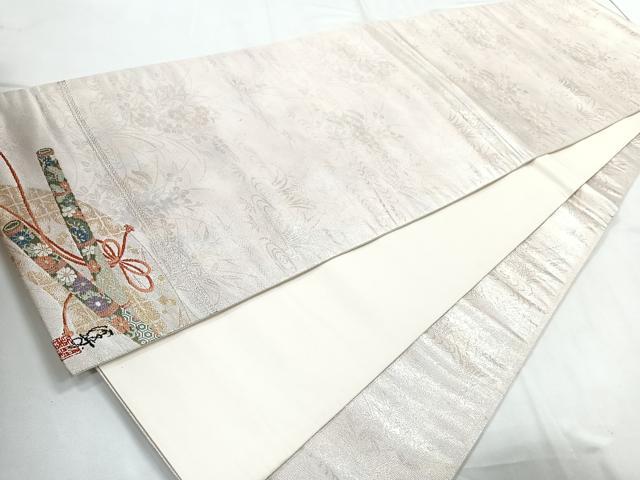 平和屋着物◎六通柄袋帯　唐織　舞蝶文　金銀糸　正絹　逸品　CABC1616nb