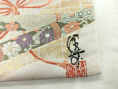 平和屋着物◎六通柄袋帯　唐織　舞蝶文　金銀糸　正絹　逸品　CABC1616nb