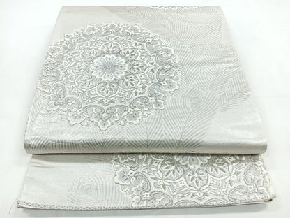 平和屋着物◎六通柄袋帯　唐織　正倉院花文　銀糸　正絹　逸品　CABC1619nb