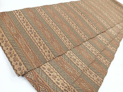 平和屋着物◎太鼓柄袋帯　横段花文　正絹　逸品　CABC1654nb