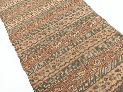 平和屋着物◎太鼓柄袋帯　横段花文　正絹　逸品　CABC1654nb