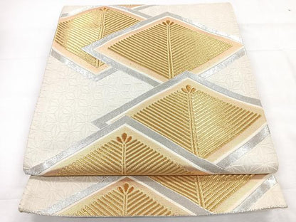 平和屋着物◎六通柄袋帯 松 金銀糸 正絹 逸品 CABC1658nb
