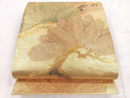 平和屋着物◎佐賀錦 六通柄袋帯 枝松文 金糸 正絹 逸品 CABC1671nb