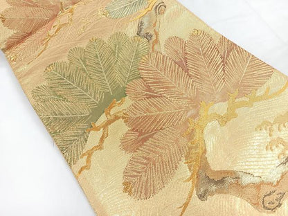 平和屋着物◎佐賀錦 六通柄袋帯 枝松文 金糸 正絹 逸品 CABC1671nb
