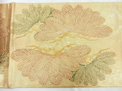 平和屋着物◎佐賀錦 六通柄袋帯 枝松文 金糸 正絹 逸品 CABC1671nb