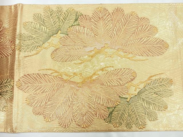 平和屋着物◎佐賀錦 六通柄袋帯 枝松文 金糸 正絹 逸品 CABC1671nb
