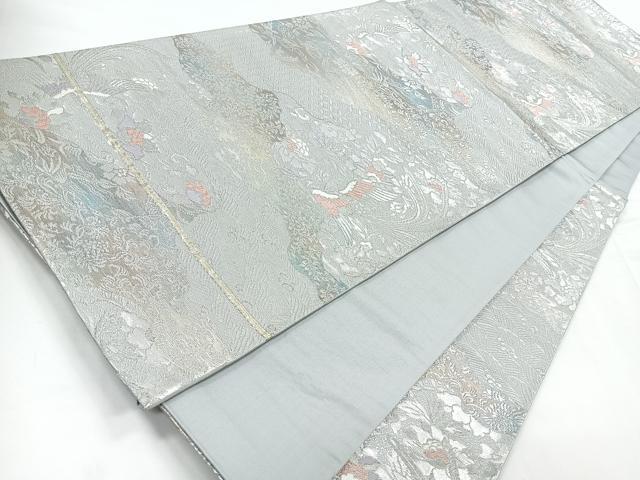 平和屋着物◎六通柄袋帯 唐織 鳳凰花文 銀糸 正絹 逸品 CABC1673nb