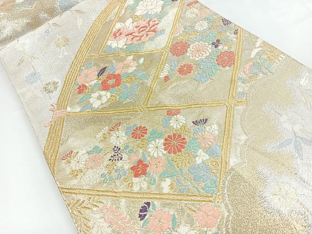 平和屋着物◎佐賀錦　六通柄袋帯　唐織　草花文　金銀糸　正絹　逸品　CABC1675nb