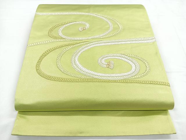 平和屋着物◎中国三大刺繍　相良刺繍　太鼓柄袋帯　結び紐　金糸　正絹　逸品　CABC1679nb