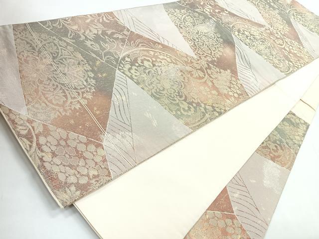 平和屋着物◎六通柄袋帯 切嵌花文 金銀糸 正絹 逸品 CABC1685nb