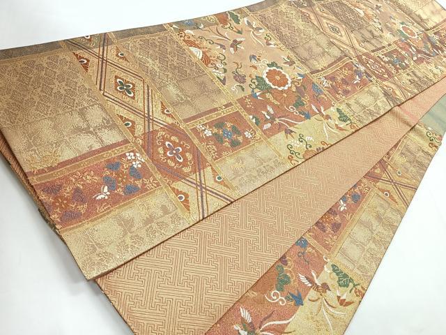 平和屋着物◎佐賀錦 六通柄袋帯 唐織 鳳凰花文 金糸 正絹 逸品 CABC1687nb
