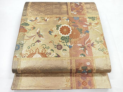 平和屋着物◎佐賀錦 六通柄袋帯 唐織 鳳凰花文 金糸 正絹 逸品 CABC1687nb