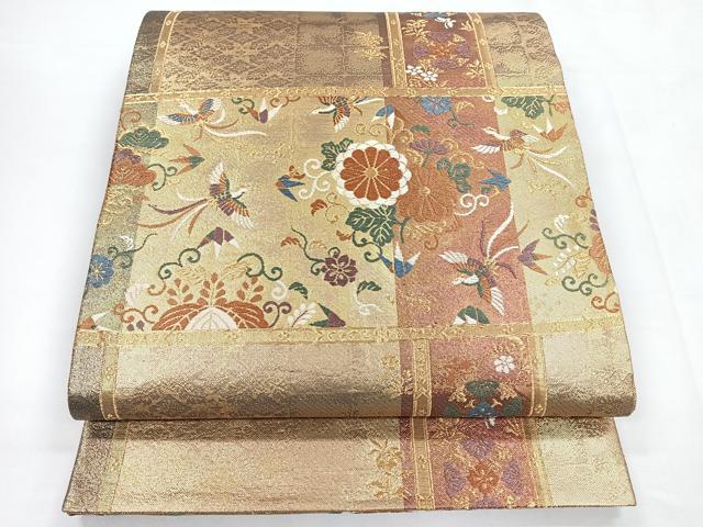 平和屋着物◎佐賀錦 六通柄袋帯 唐織 鳳凰花文 金糸 正絹 逸品 CABC1687nb