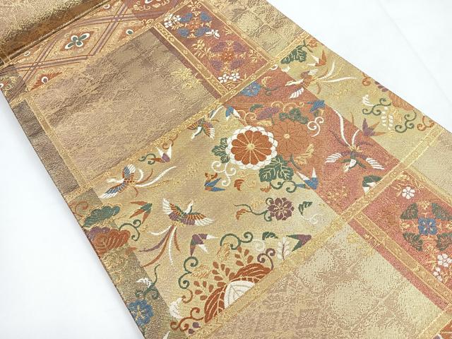 平和屋着物◎佐賀錦 六通柄袋帯 唐織 鳳凰花文 金糸 正絹 逸品 CABC1687nb