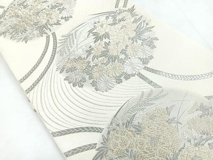 平和屋着物◎六通柄袋帯　花丸文　金銀糸　正絹　逸品　CABC1701nb