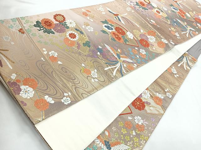 平和屋着物◎六通柄袋帯　唐織　鳳凰花文　金糸　正絹　逸品　CABC1715nb