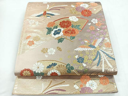 平和屋着物◎六通柄袋帯　唐織　鳳凰花文　金糸　正絹　逸品　CABC1715nb