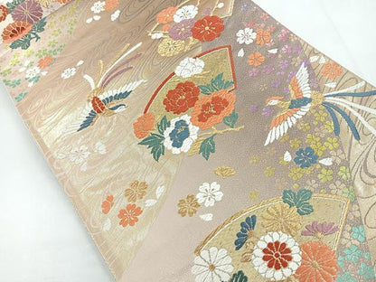 平和屋着物◎六通柄袋帯　唐織　鳳凰花文　金糸　正絹　逸品　CABC1715nb