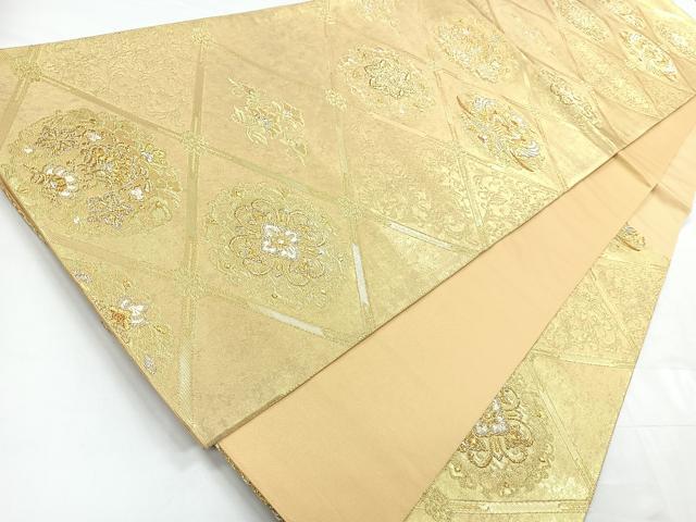 平和屋着物◎六通柄袋帯　花鳥丸文　金銀糸　引箔　正絹　逸品　CABC1754nb