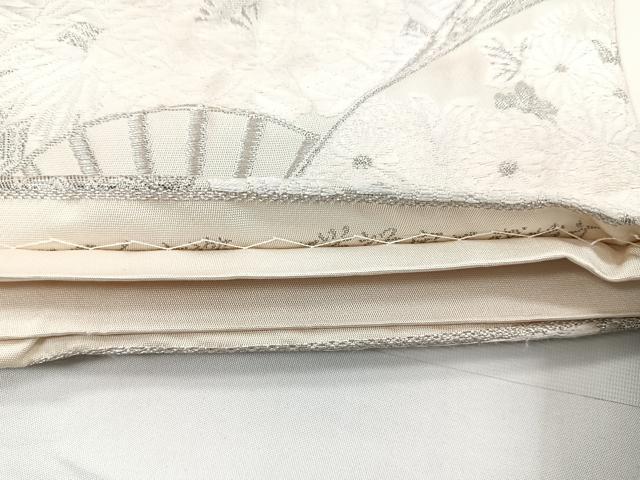 平和屋着物◎六通柄袋帯　唐織　天井花丸文　銀糸　正絹　逸品　CABC1765nb