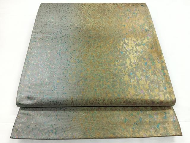 平和屋着物◎六通柄袋帯　霞文　引箔　正絹　逸品　CABC1767nb