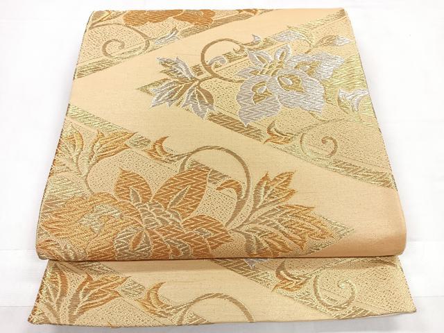平和屋着物◎六通柄袋帯　更紗花文　金銀糸　正絹　逸品　CABC1768nb