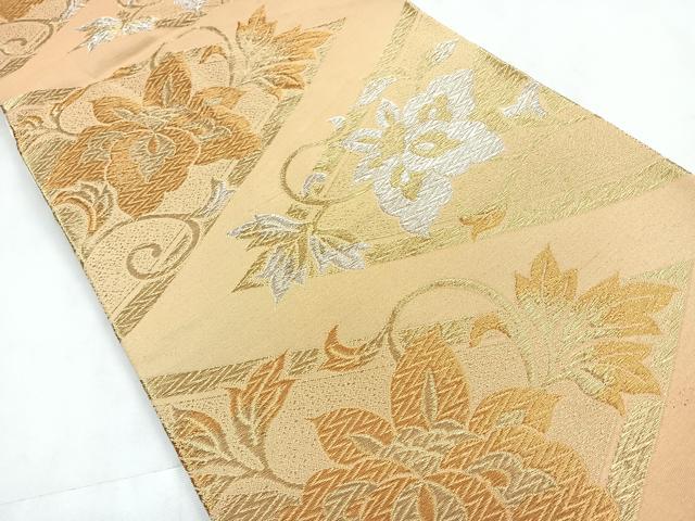 平和屋着物◎六通柄袋帯　更紗花文　金銀糸　正絹　逸品　CABC1768nb