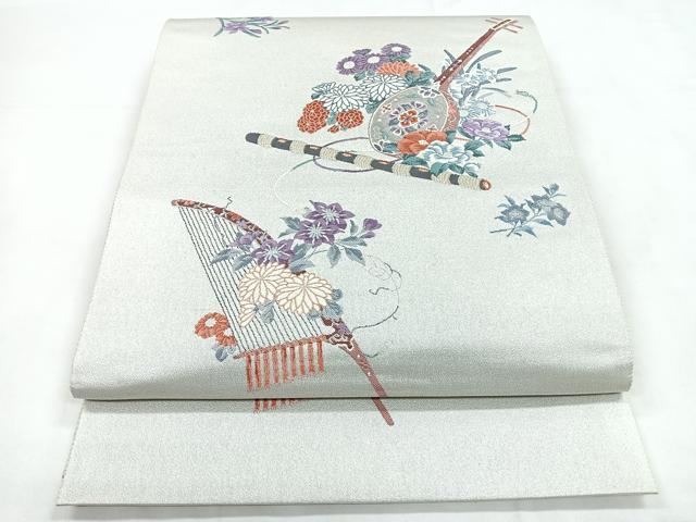 平和屋着物◎六通柄袋帯　唐織　有職金彩文　九百錦　純銀プラチナ箔　正絹　逸品　CABC1773nb