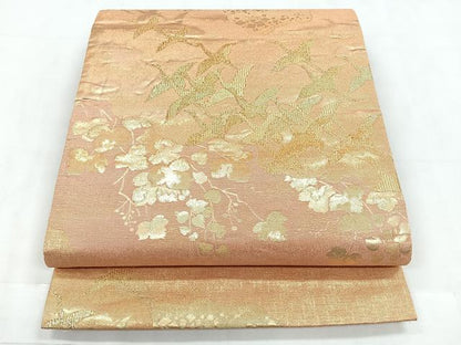 平和屋着物◎六通柄袋帯　飛鶴文　金糸　正絹　逸品　CABC1785nb