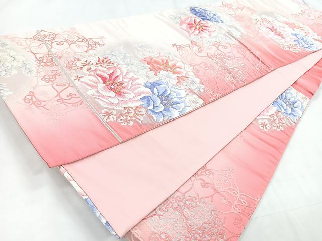 平和屋着物◎六通柄袋帯 唐織 草花文 金銀糸 正絹 逸品 CABC1786nb