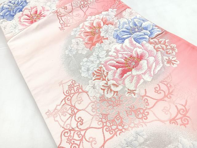 平和屋着物◎六通柄袋帯 唐織 草花文 金銀糸 正絹 逸品 CABC1786nb