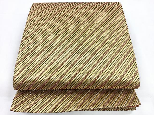 平和屋着物◎全通柄袋帯 斜線文 金糸 正絹 逸品 CABC1799nb