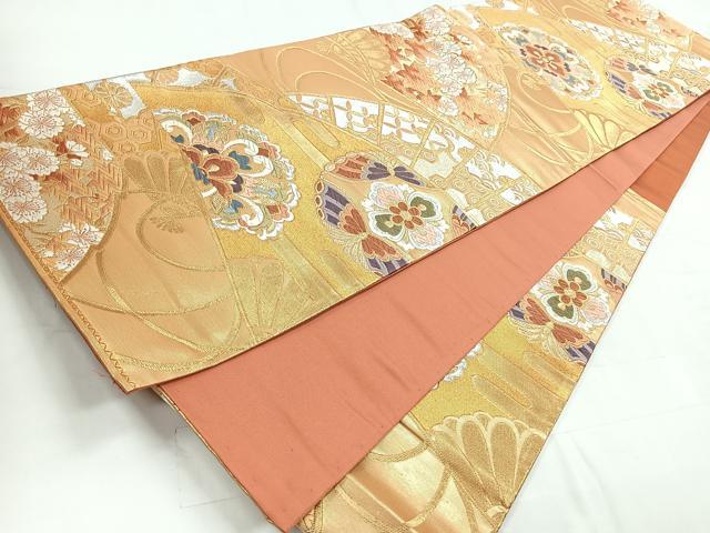 平和屋着物◎六通柄袋帯　花蝶文　金銀糸　正絹　逸品　CABC1811nb