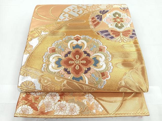 平和屋着物◎六通柄袋帯　花蝶文　金銀糸　正絹　逸品　CABC1811nb