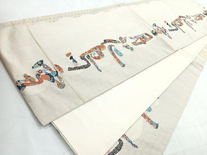 平和屋着物◎六通柄袋帯 花鳥雪月花 金糸 正絹 逸品 CABC1817nb
