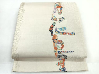 平和屋着物◎六通柄袋帯 花鳥雪月花 金糸 正絹 逸品 CABC1817nb