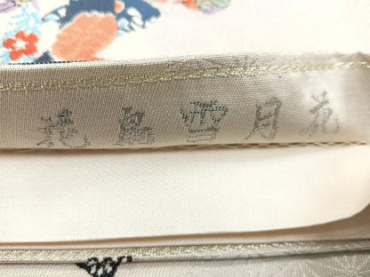 平和屋着物◎六通柄袋帯 花鳥雪月花 金糸 正絹 逸品 CABC1817nb