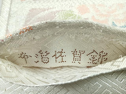 平和屋着物◎佐賀錦 六通柄袋帯 花鳥文 銀糸 正絹 逸品 CABC1819nb